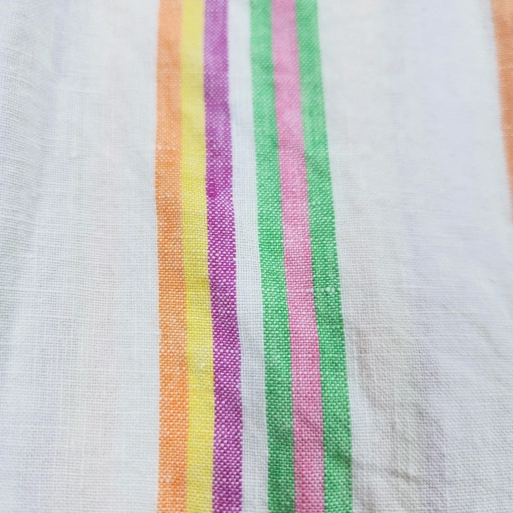 Boden Linen Tunic Blouse Womens 4 Multicolor Stripe 3/4 Sleeve Button Boat Neck - Picture 4 of 12